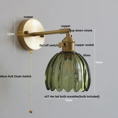 Modern brass and clear glass wall lights – bedroom rotating sconce