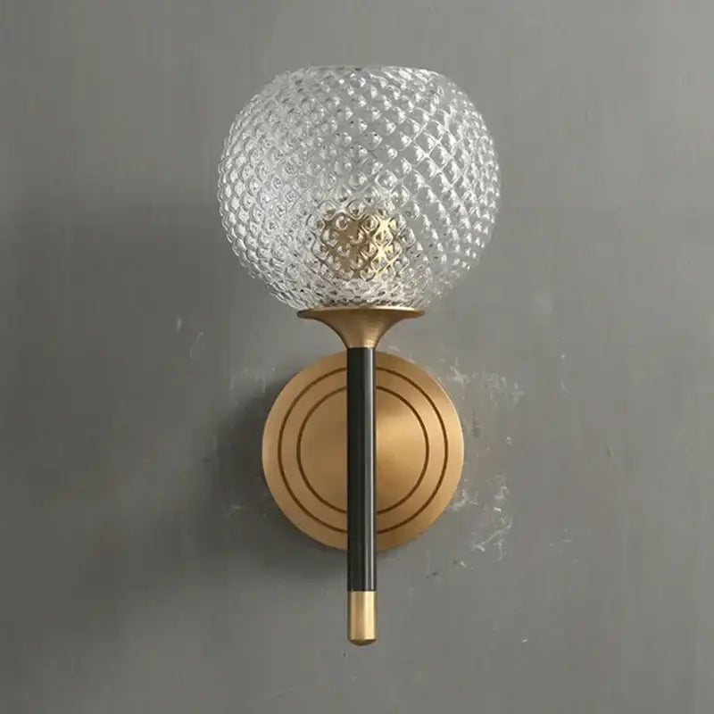 Modern brass and copper wooden wall light living room sconce