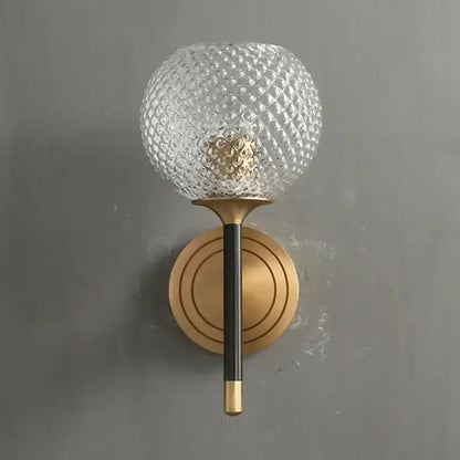 Modern brass and copper wooden wall light living room sconce