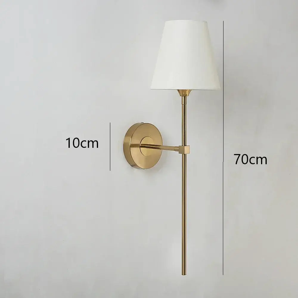 Modern brass and cream fabric led wall lamps for bedroom
