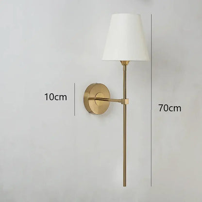 Modern brass and cream fabric led wall lamps for bedroom