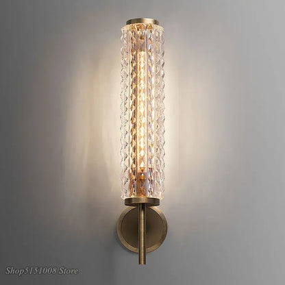 Modern brass and crystal copper wall sconce for living room lighting
