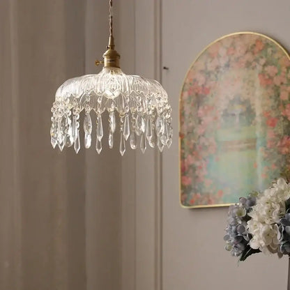 Modern brass and crystal glass led pendant lamp dining room