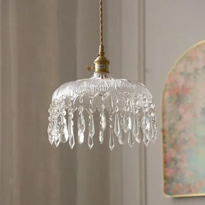 Modern brass and crystal glass led pendant lamp dining room