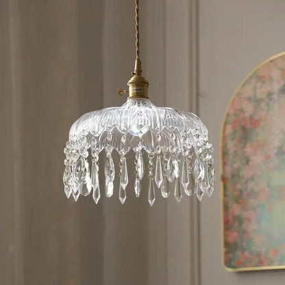 Modern brass and crystal glass led pendant lamp dining room