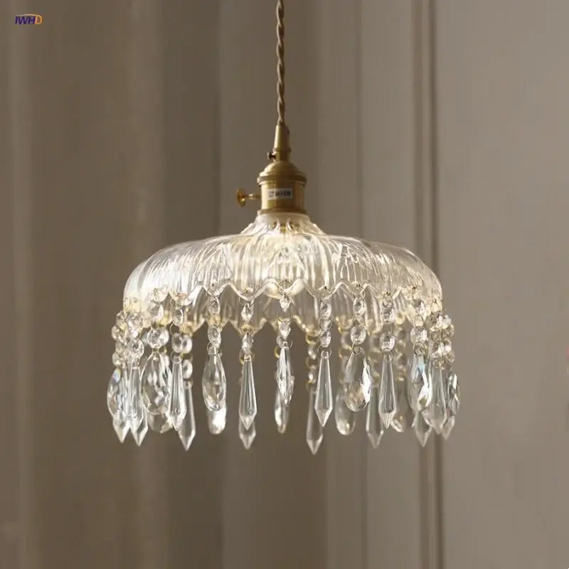 Modern brass and crystal glass led pendant lamp dining room