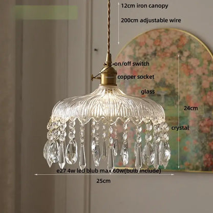 Modern brass and crystal glass led pendant lamp dining room