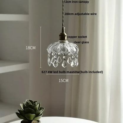 Modern brass and crystal glass led pendant lamp dining room