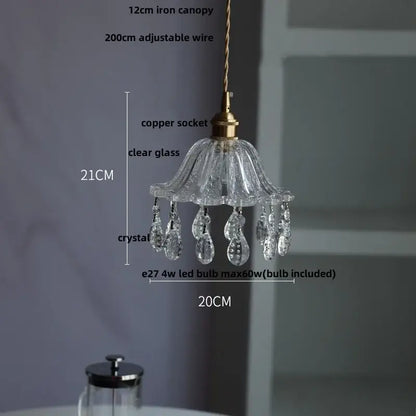 Modern brass and crystal glass led pendant lamp dining room