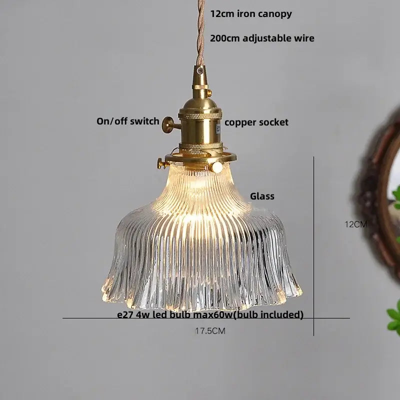 Modern brass and crystal glass led pendant lamp dining room