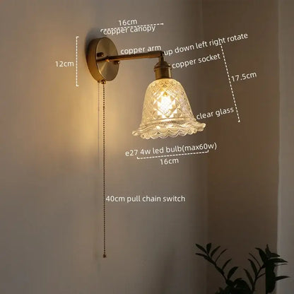 Modern brass and crystal led wall lamps bedroom sconce