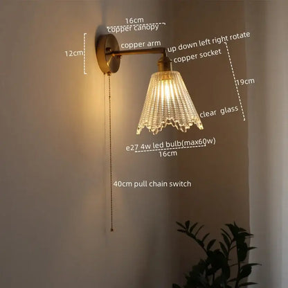 Modern brass and crystal led wall lamps bedroom sconce