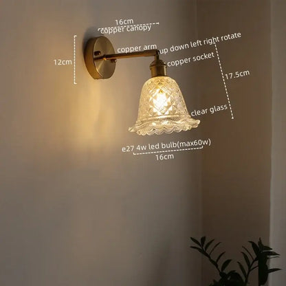 Modern brass and crystal led wall lamps bedroom sconce
