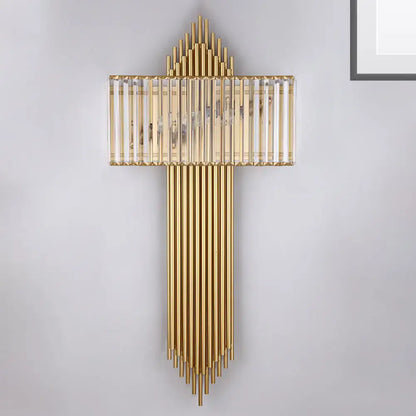 Modern brass and crystal rectangular wall lighting for bedroom