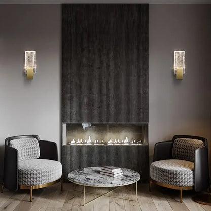 Modern brass and crystal wall light bedroom glass sconce