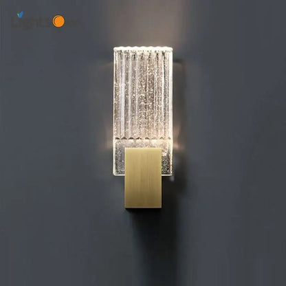 Modern brass and crystal wall light bedroom glass sconce