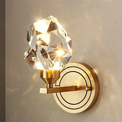 Modern brass and crystal wall mount light living room decor