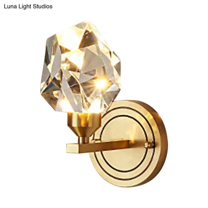 Modern brass and crystal wall mount light living room decor