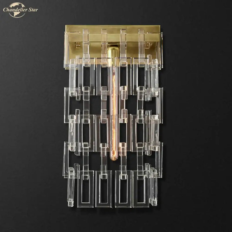 Modern brass and crystal wall sconce living room art deco light