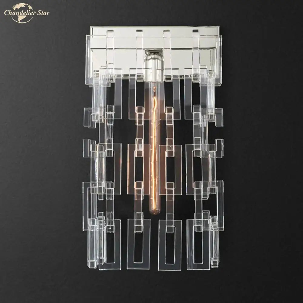 Modern brass and crystal wall sconce living room art deco light
