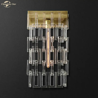 Modern brass and crystal wall sconce living room art deco light
