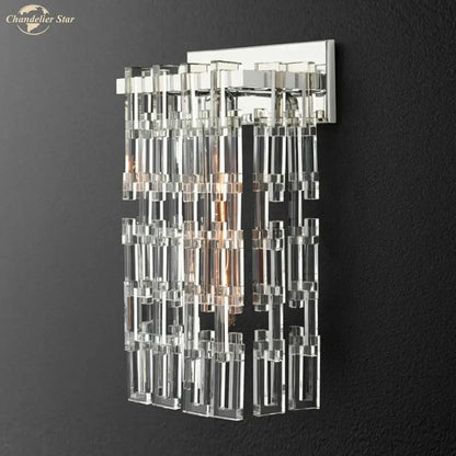Modern brass and crystal wall sconce living room art deco light