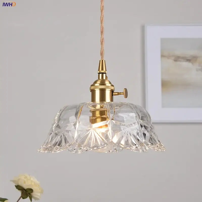 Modern brass and cut glass led pendant light for dining room