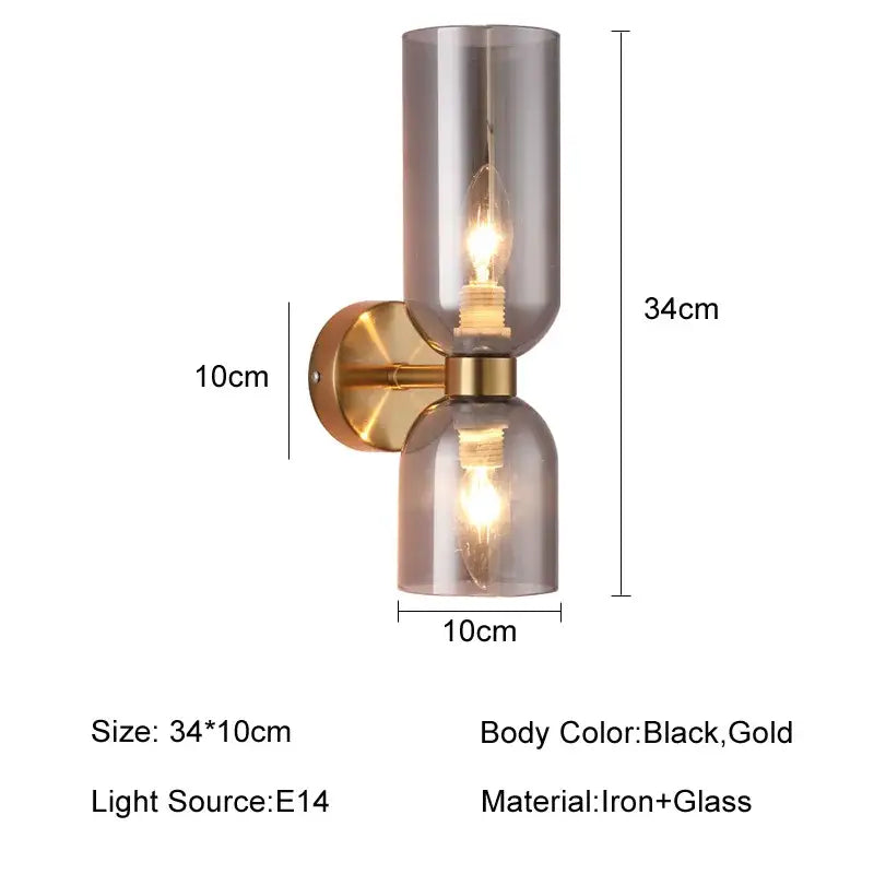 Modern brass and glass ball wall lamps bedroom sconces