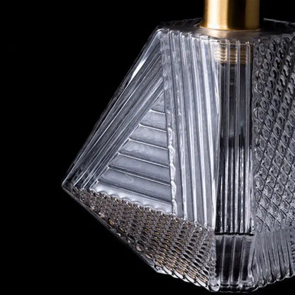 Modern brass and diamond glass pendant lamp for living room