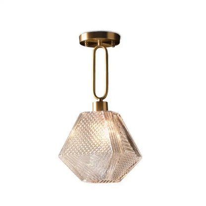 Modern brass and diamond glass pendant lamp for living room
