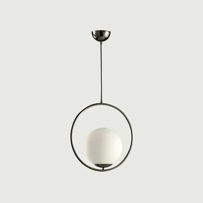 Modern brass and frosted glass ball pendant light dining room fixture