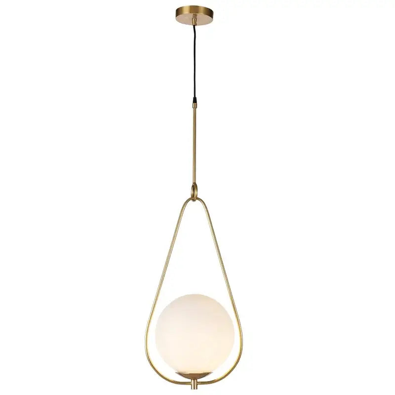 Modern brass and frosted glass ball pendant light dining room fixture