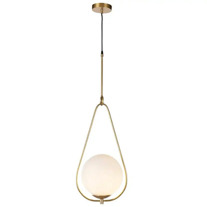 Modern brass and frosted glass ball pendant light dining room fixture