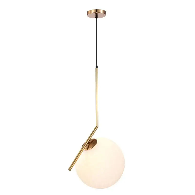 Modern brass and frosted glass ball pendant light dining room fixture