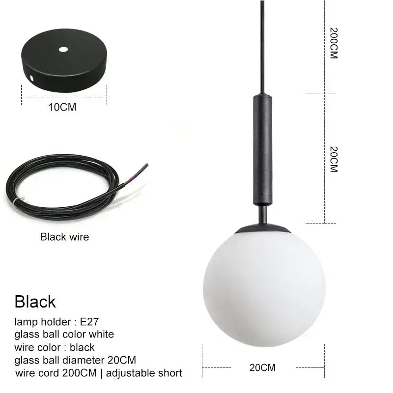 Modern brass and frosted glass ball pendant light for dining room