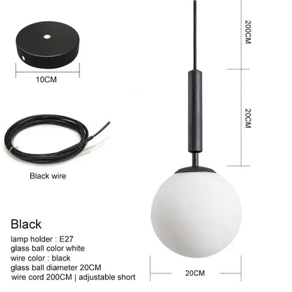 Modern brass and frosted glass ball pendant light for dining room