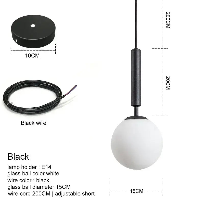 Modern brass and frosted glass ball pendant light for dining room