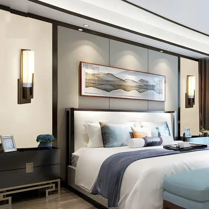 Modern brass and frosted glass led wall lights for living room