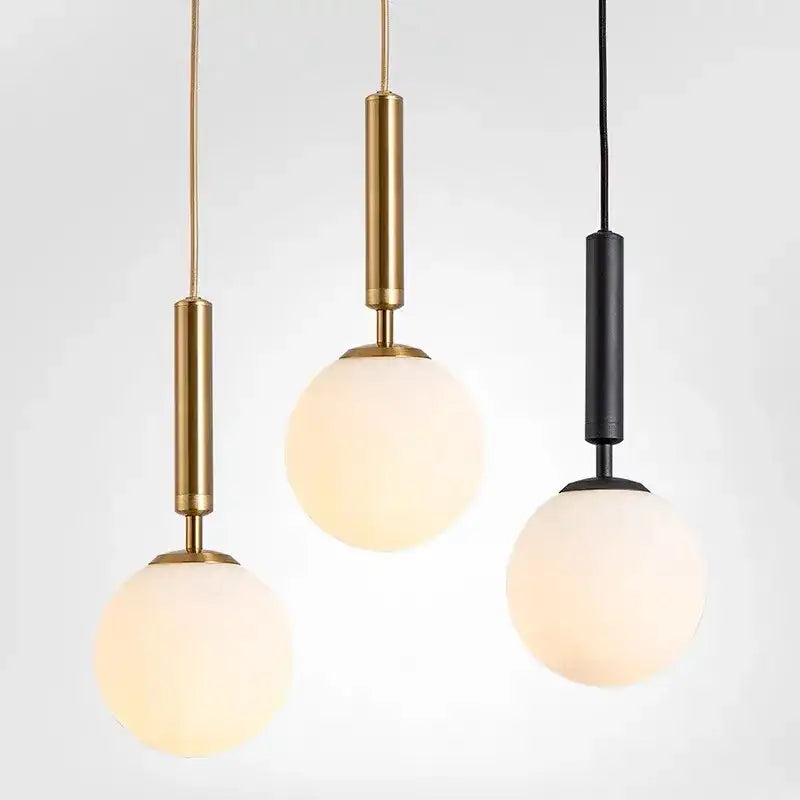 Modern brass and frosted glass pendant light dining room chandelier