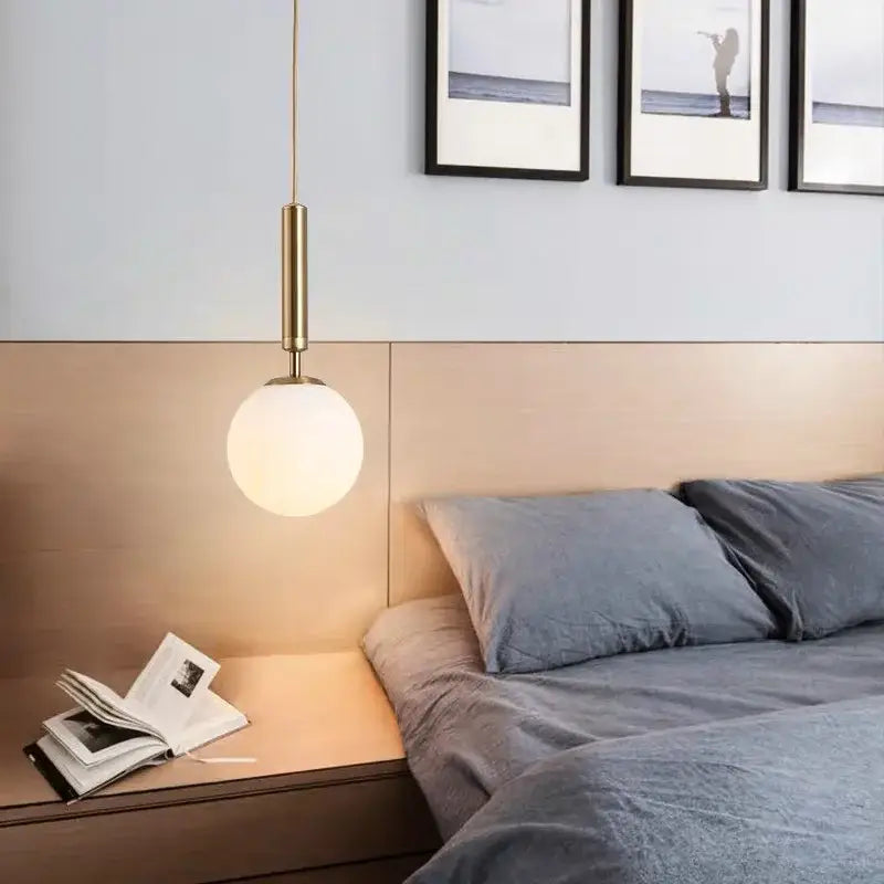 Modern brass and frosted glass pendant light dining room chandelier