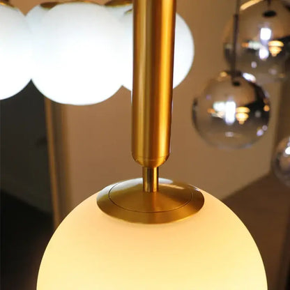 Modern brass and frosted glass pendant light dining room chandelier