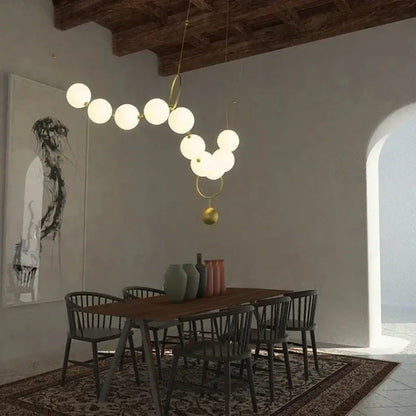 Modern brass and glass ball pendant light – dining room chandelier