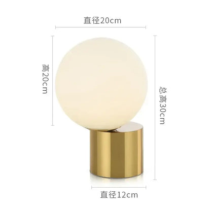Modern brass and glass ball table lamp bedroom bedside light