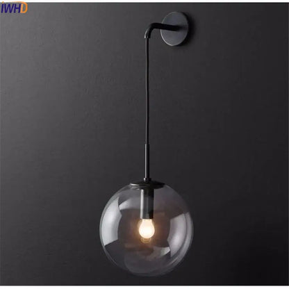 Modern brass and glass ball wall lamp bathroom sconce