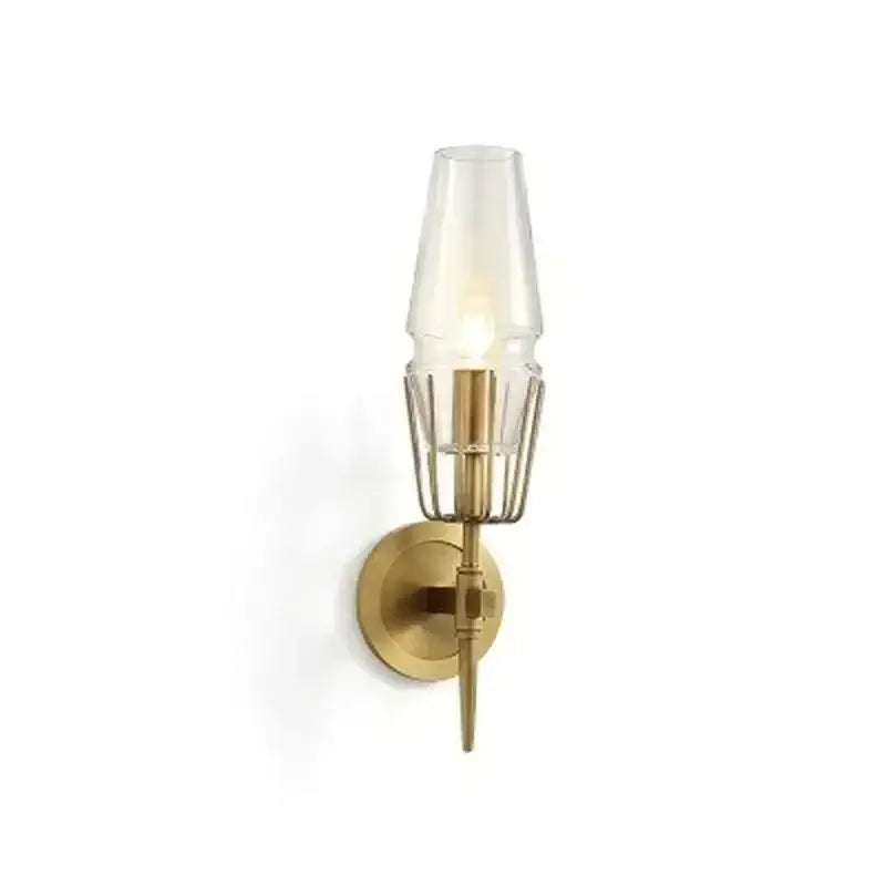 Modern brass and glass bedside table lamp bedroom wall sconce