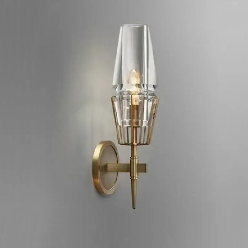 Modern brass and glass bedside table lamp bedroom wall sconce