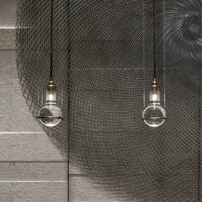 Modern brass and glass crystal ball led pendant light dining room