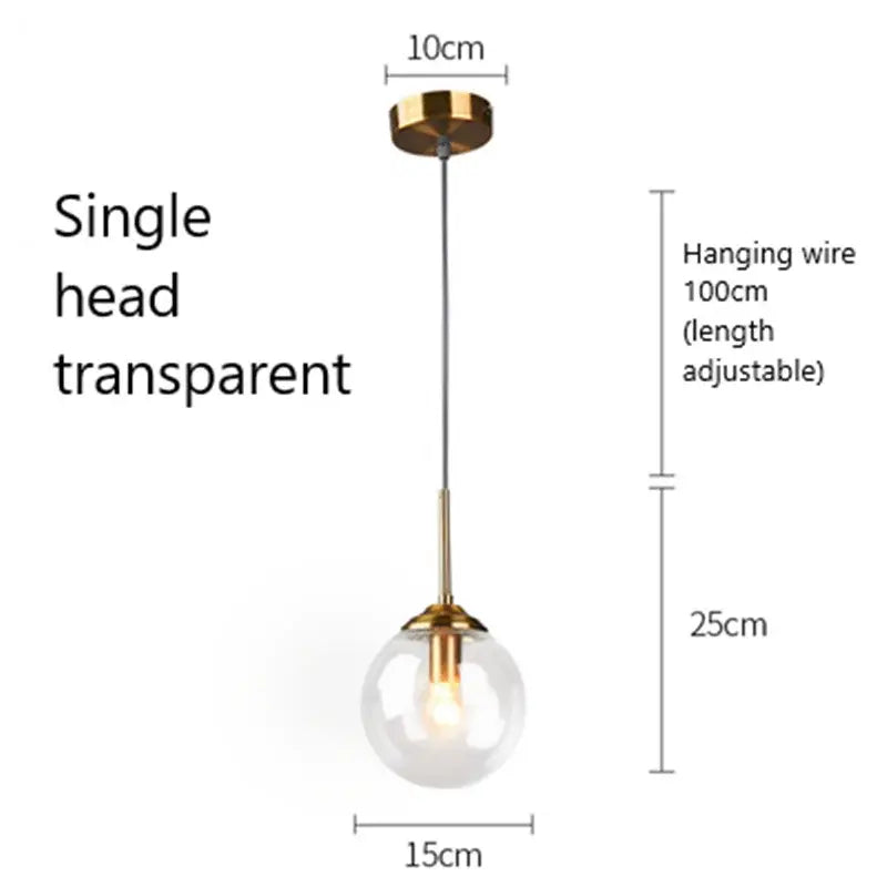 Modern brass and glass pendant lights for kitchen dining room