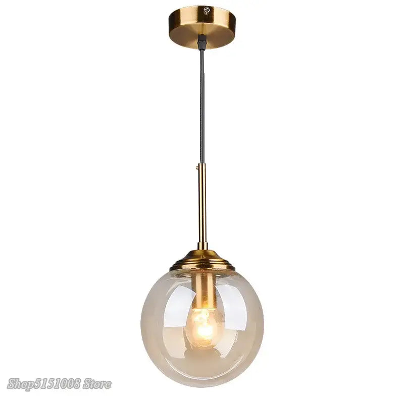 Modern brass and glass pendant lights for kitchen dining room