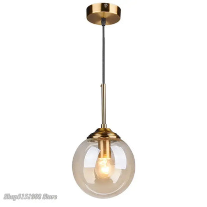Modern brass and glass pendant lights for kitchen dining room